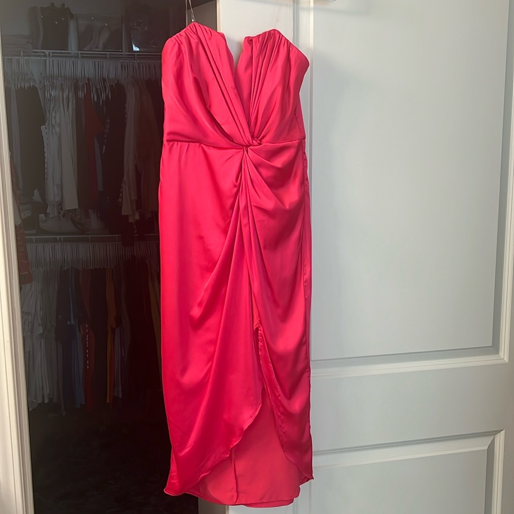 Do + Be Pink satin midi dress